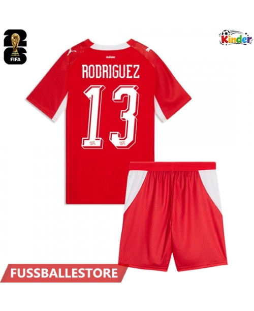 Günstige Schweiz Ricardo Rodriguez #13 Heimtrikotsatz Kinder WM 2026 Kurzarm (+ Kurze Hosen)